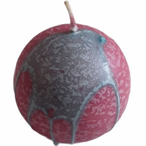 Hand Dipped Candle 2.5" Israel Sphere Ball Tone on Tone Pink Green Unscented